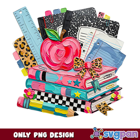 Back To School PNG, Teacher Apple Books Supplies, School PNG