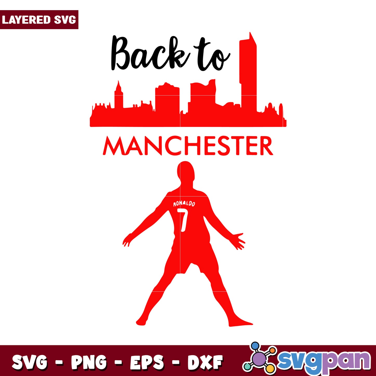 Back to Manchester SVG design, perfect for sports enthusiasts