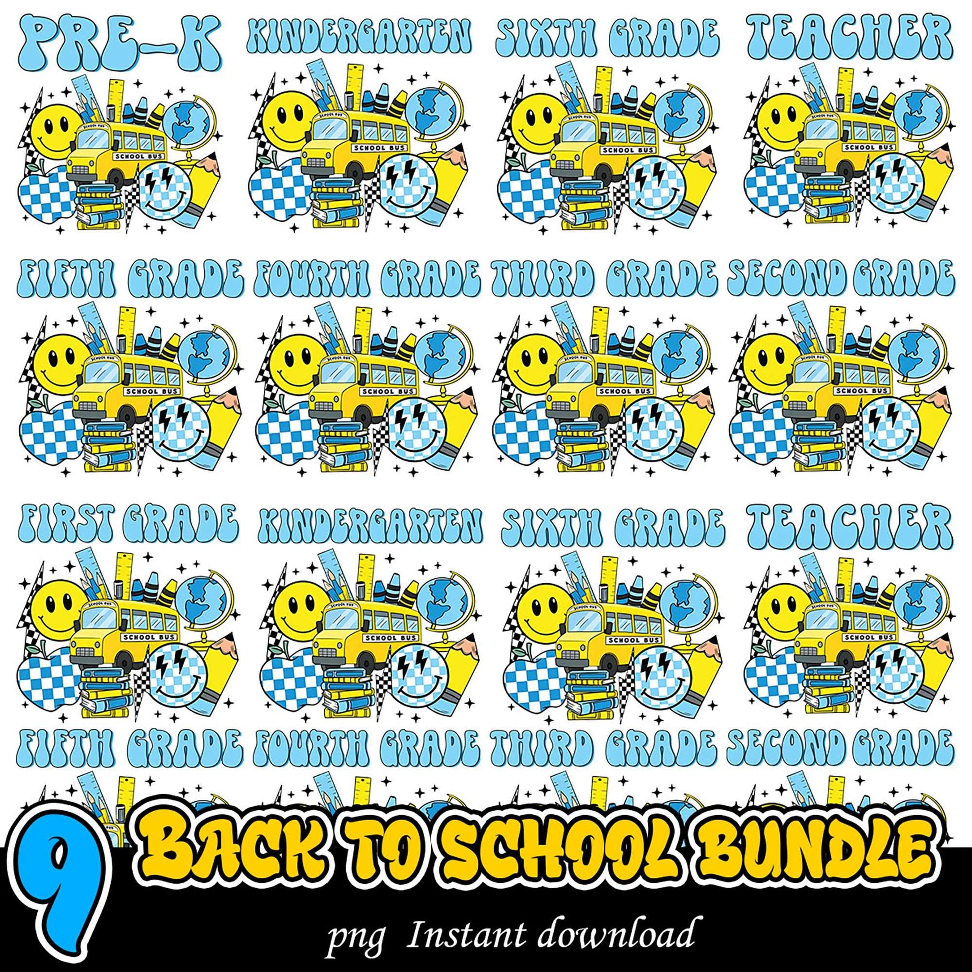 Back to School Bundle Nine PNG Designs for All Grades