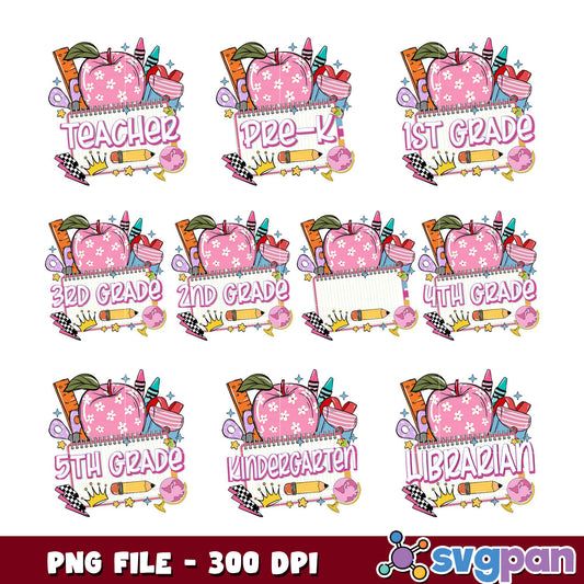 Back to School Grade PNG Bundle