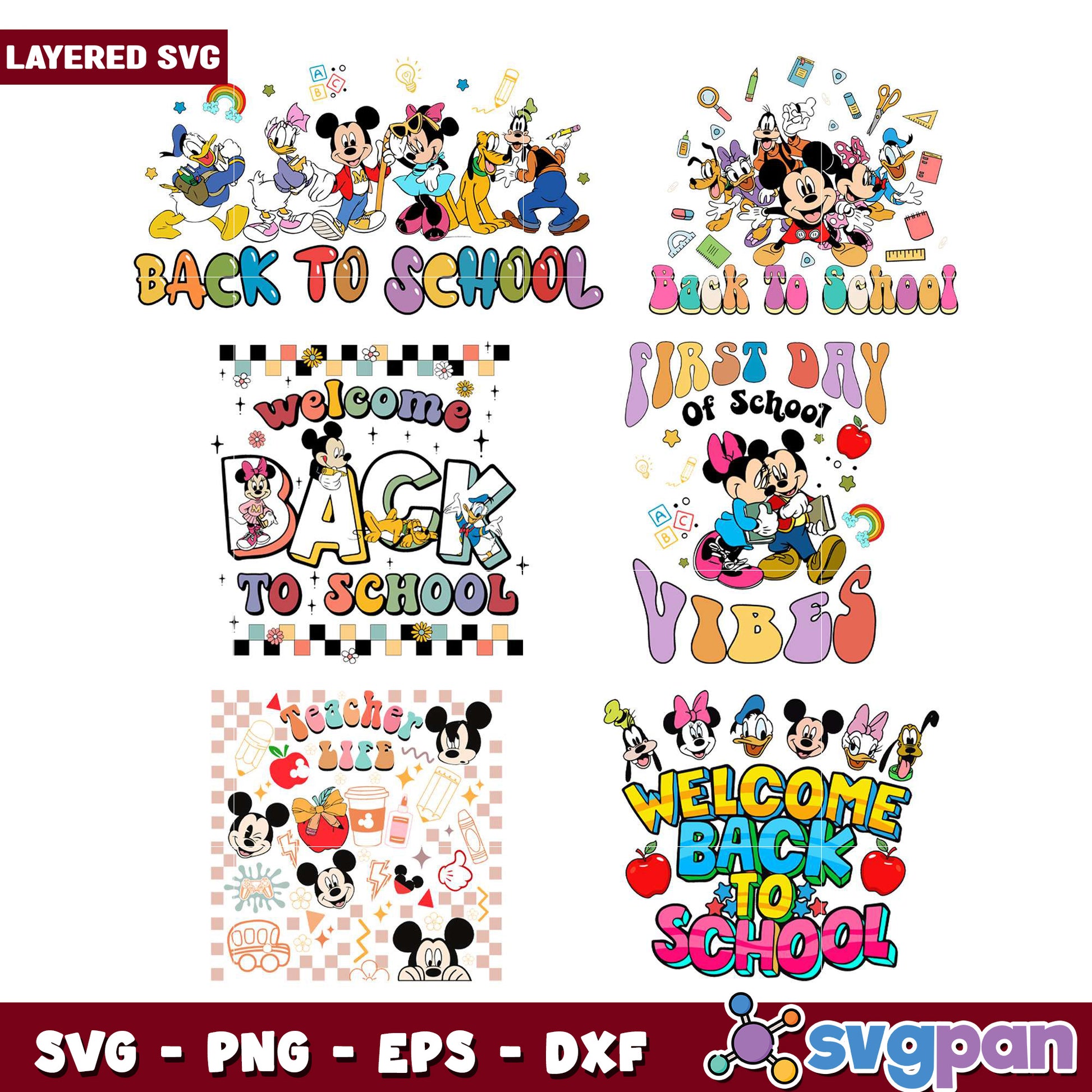 Back to School Mickey Mouse SVG Bundle Design