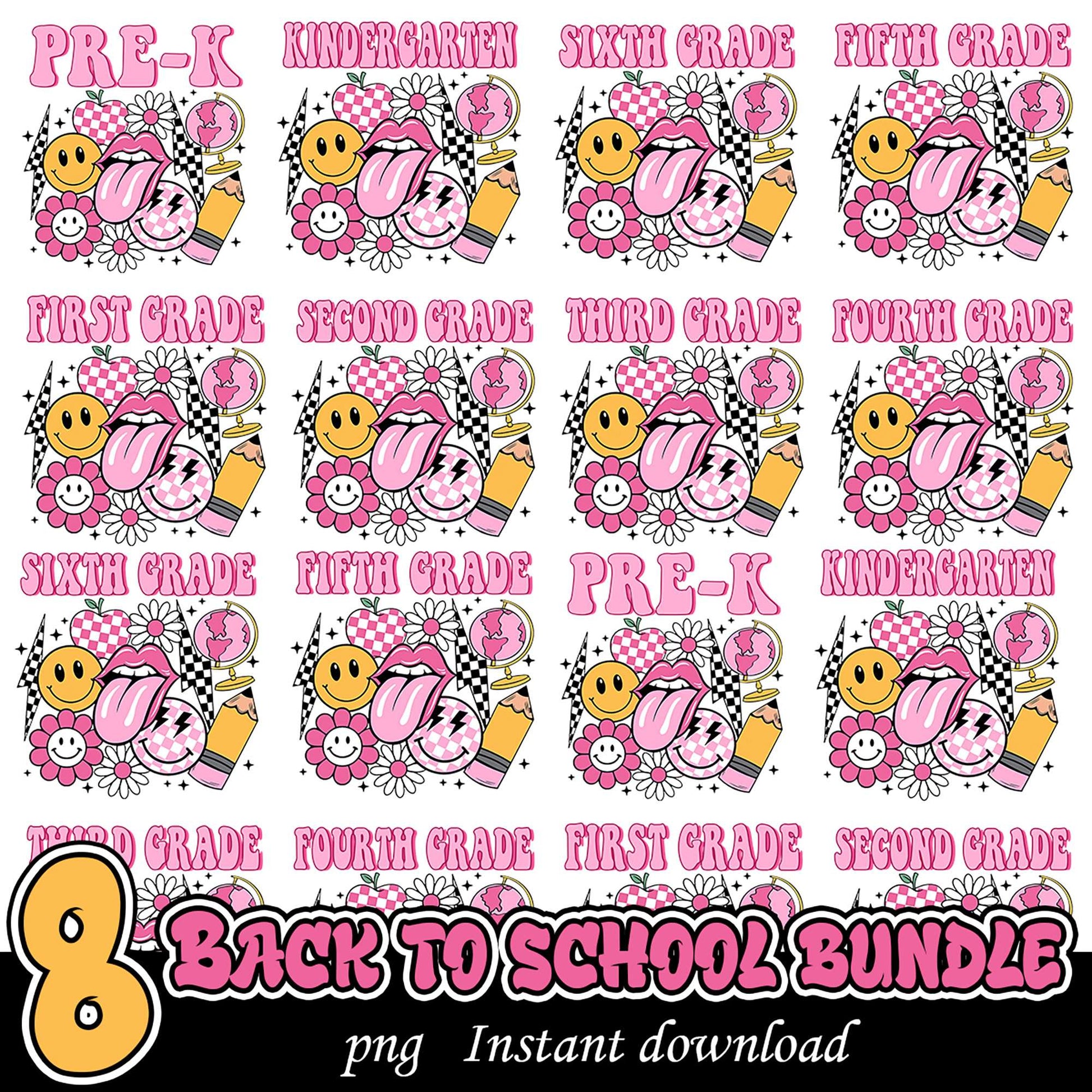 Back to School PNG Bundle for All Grade Levels Download