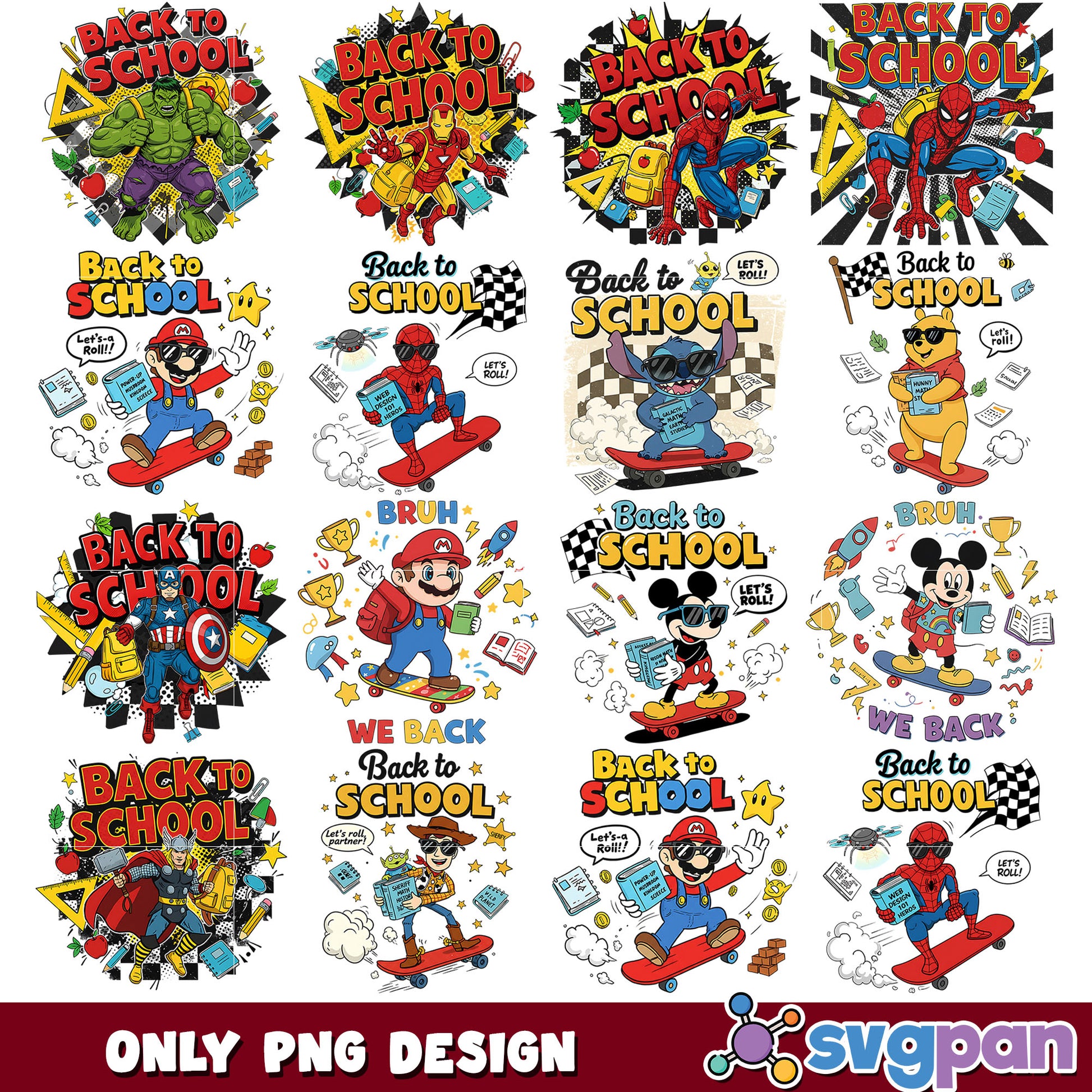 Back to school disney ver png bundle