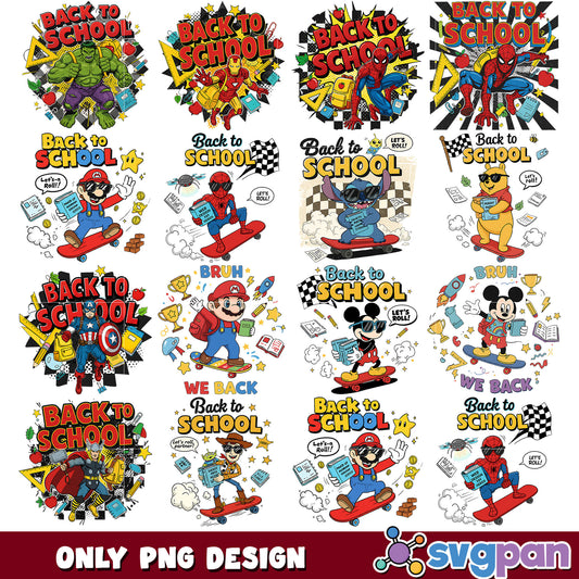 Back to school disney ver png bundle