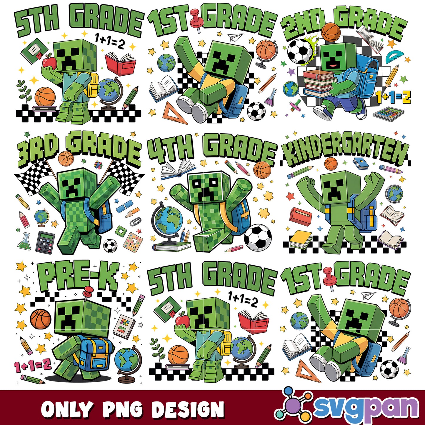 Back to school lil creeper png bundle