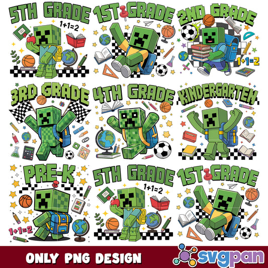Back to school lil creeper png bundle