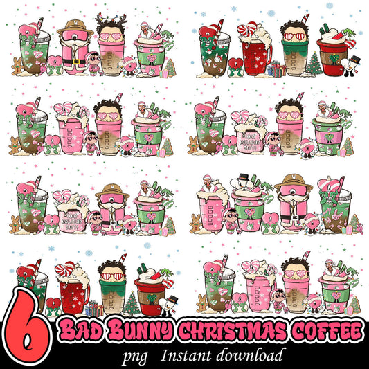 Bad Bunny Christmas Coffee PNG Bundle