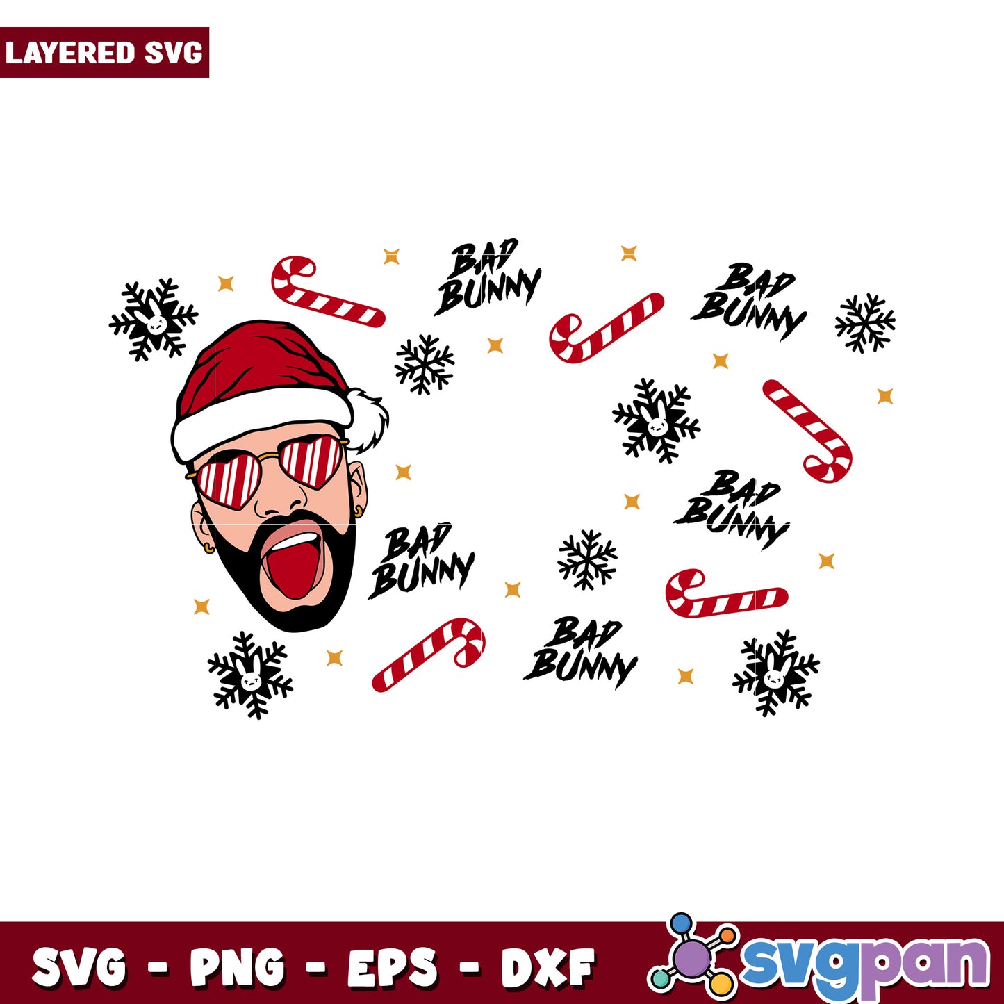 Bad Bunny Christmas SVG Design for Holidays, Fun and Festive Art