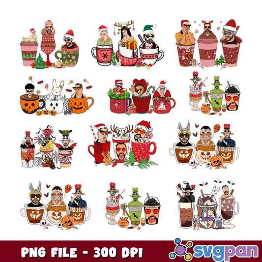 Bad Bunny Christmas & Halloween PNG Bundle