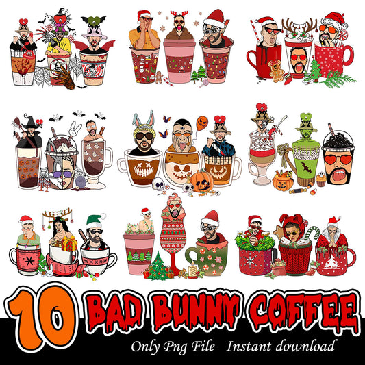 Bad Bunny Coffee PNG Bundle