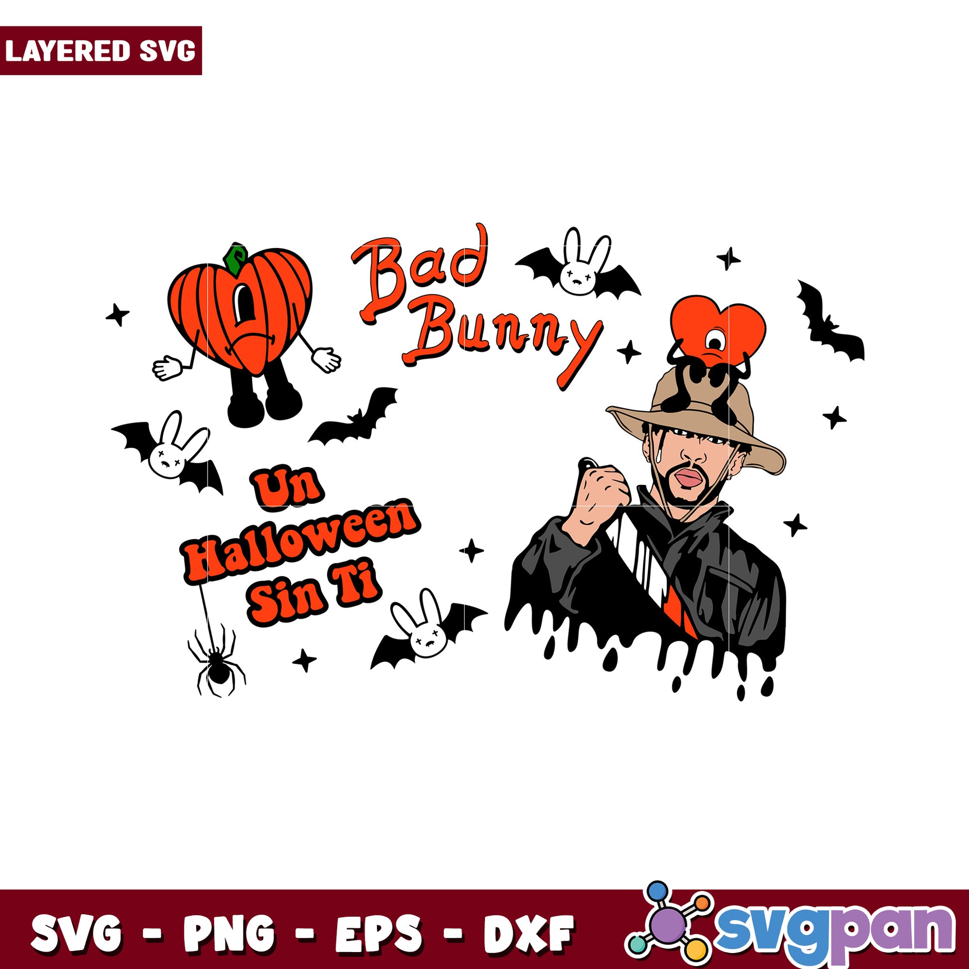 Bad Bunny Halloween SVG Design, Perfect for Festive Crafts