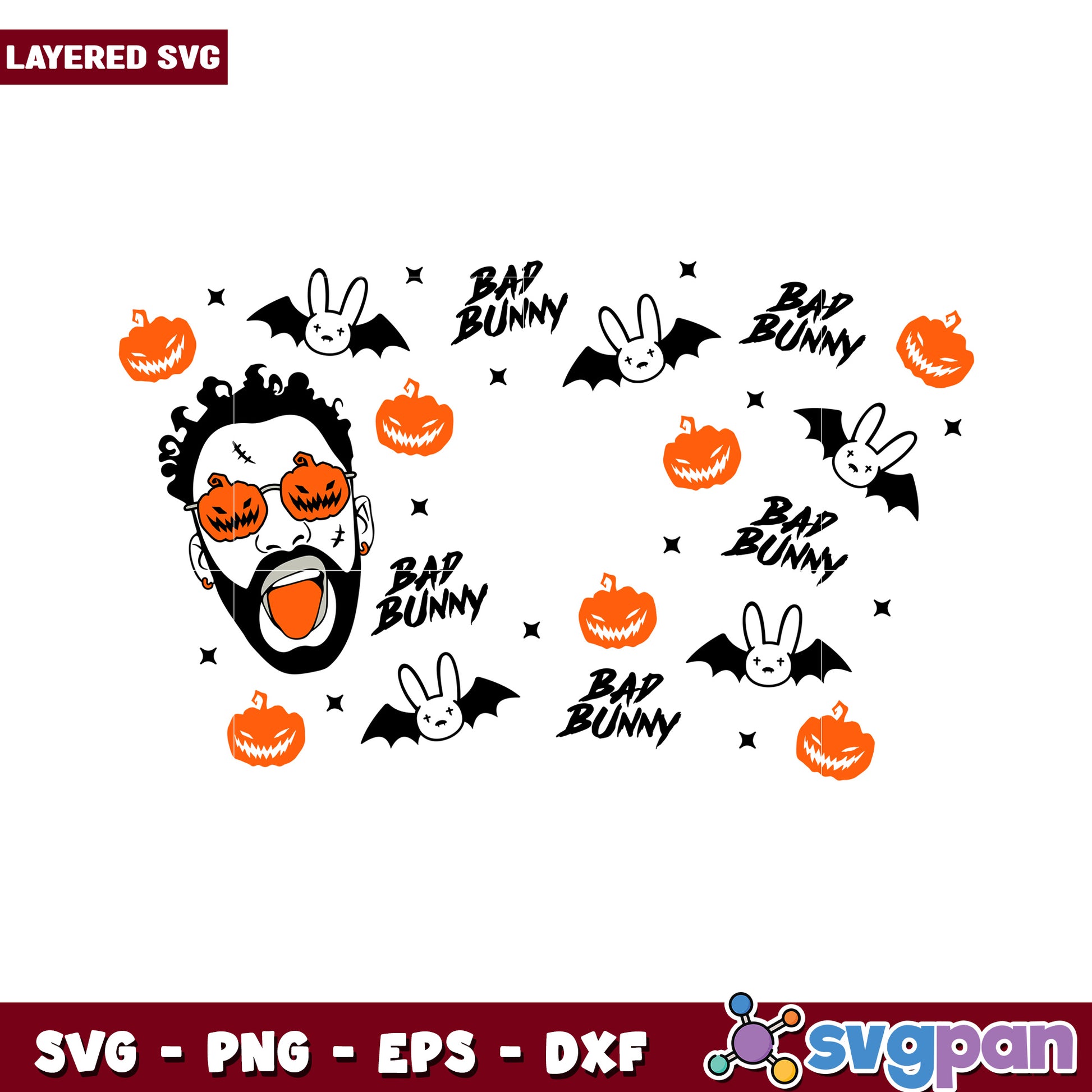 Bad Bunny Halloween SVG design, perfect for festive crafts and decor