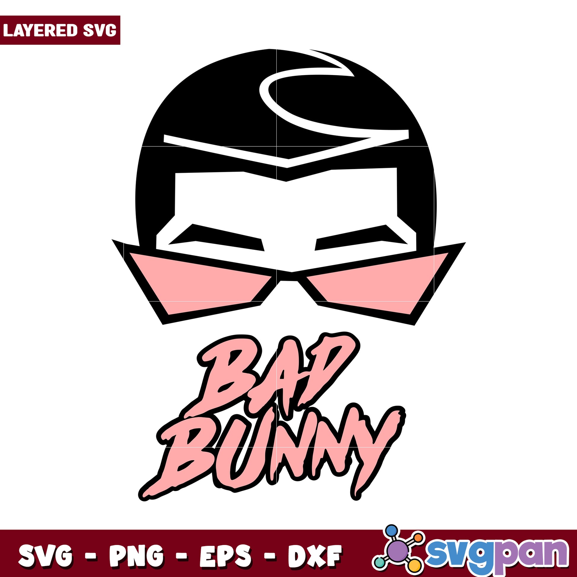 Bad Bunny Layered SVG Design for Crafting Projects, Ideal for T-Shirts