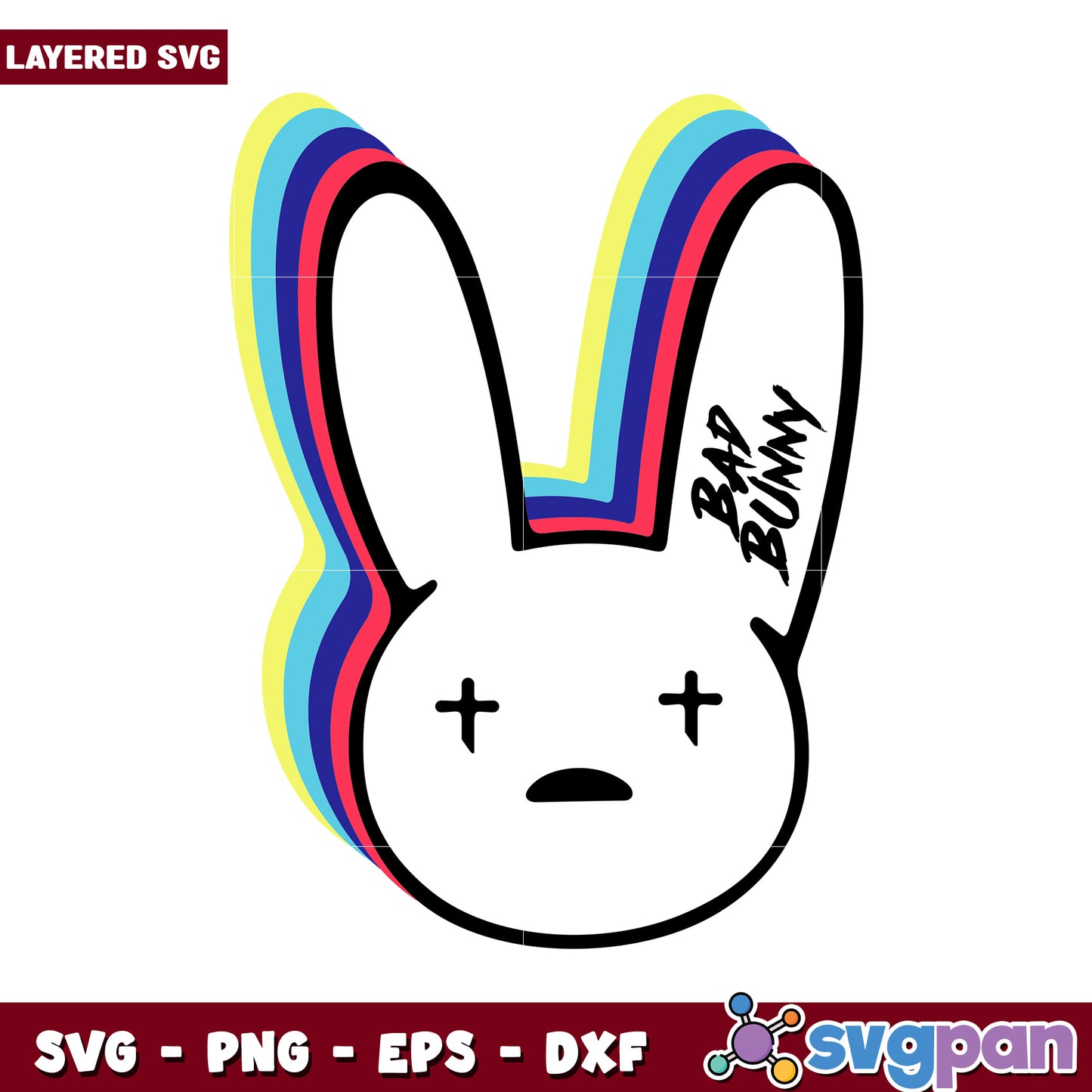 Bad Bunny Rabbit Layered SVG Art, Perfect for Creative Projects