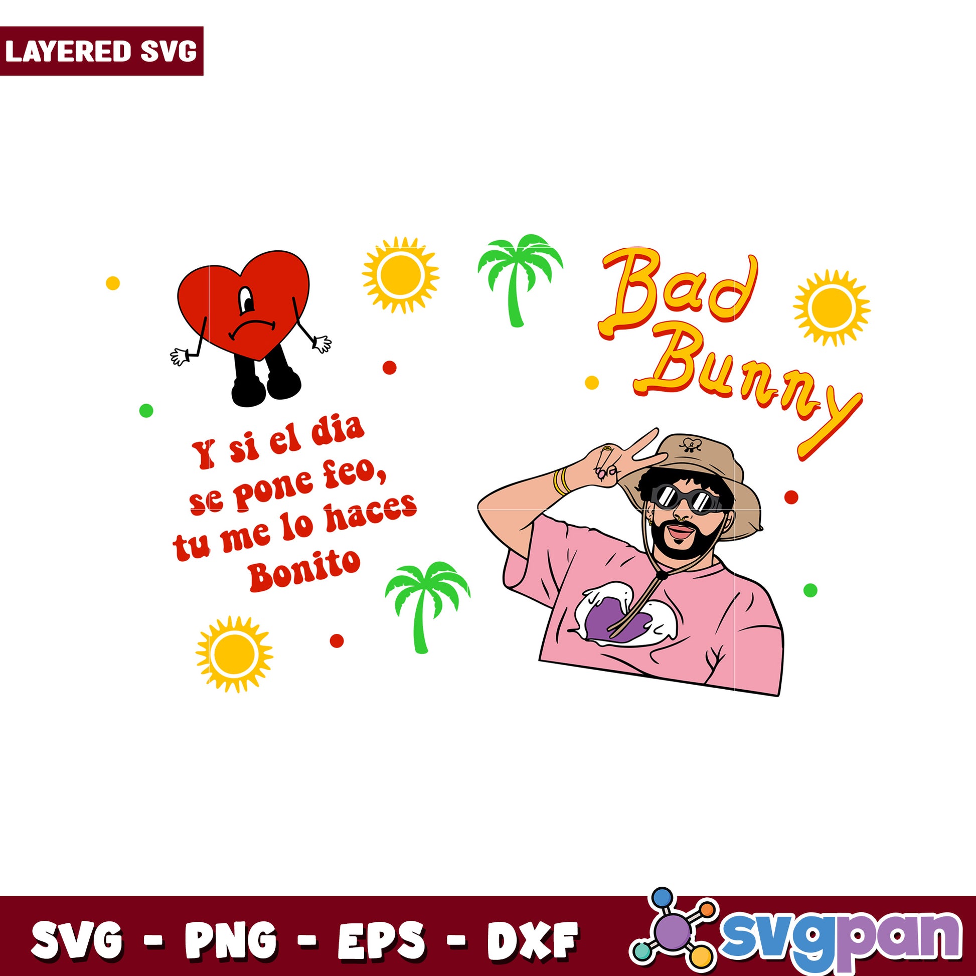 Bad Bunny SVG Design for Crafting Projects, Fun Tropical Theme