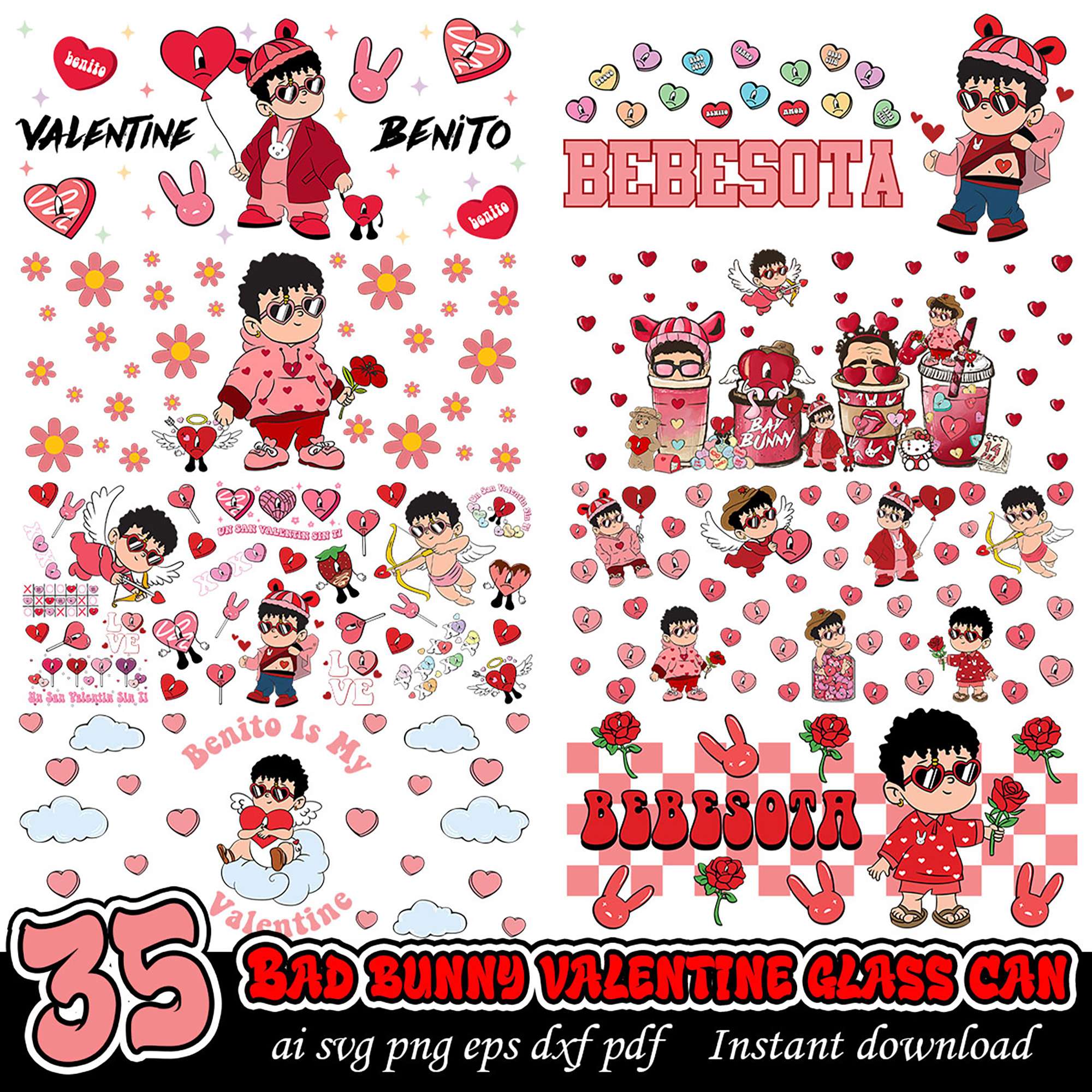 Bad Bunny Valentine SVG Bundle Download – svgpan