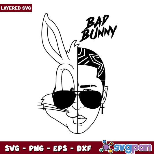 Bad Bunny and Cartoon Bunny SVG, layered design for crafting