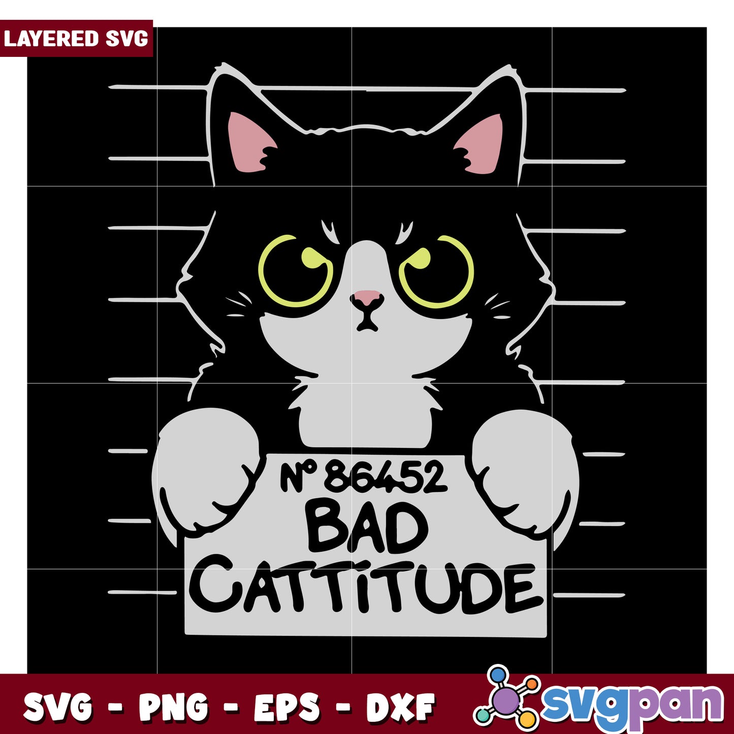 Bad Cattitude Cat Mugshot Design, Perfect for Pet Lovers Decor