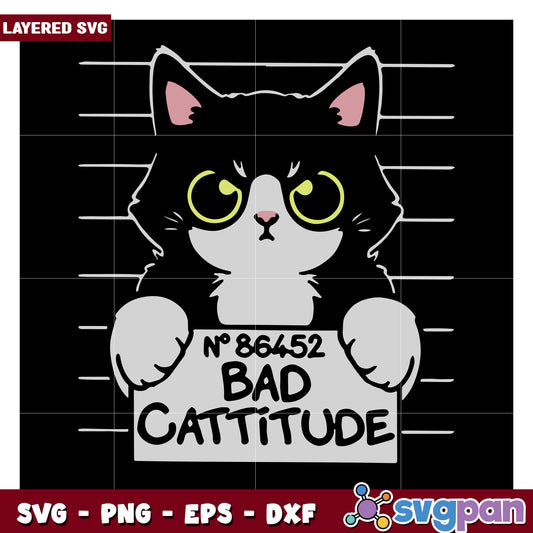 Bad Cattitude Cat Mugshot Design, Perfect for Pet Lovers Decor