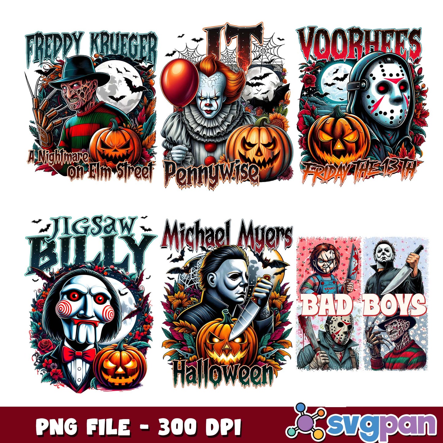Bad boys halloween png bundle