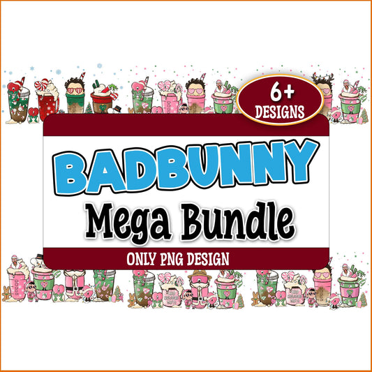 Badbunny christmas coffee png bundle