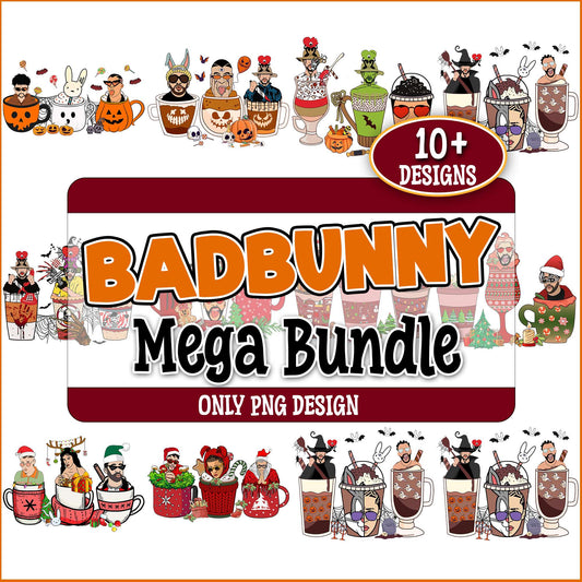 Badbunny coffee png bundle