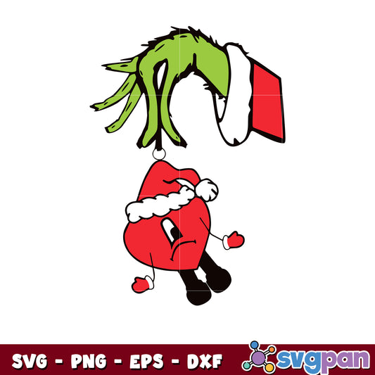 Bad bunny ornament grinch hand svg