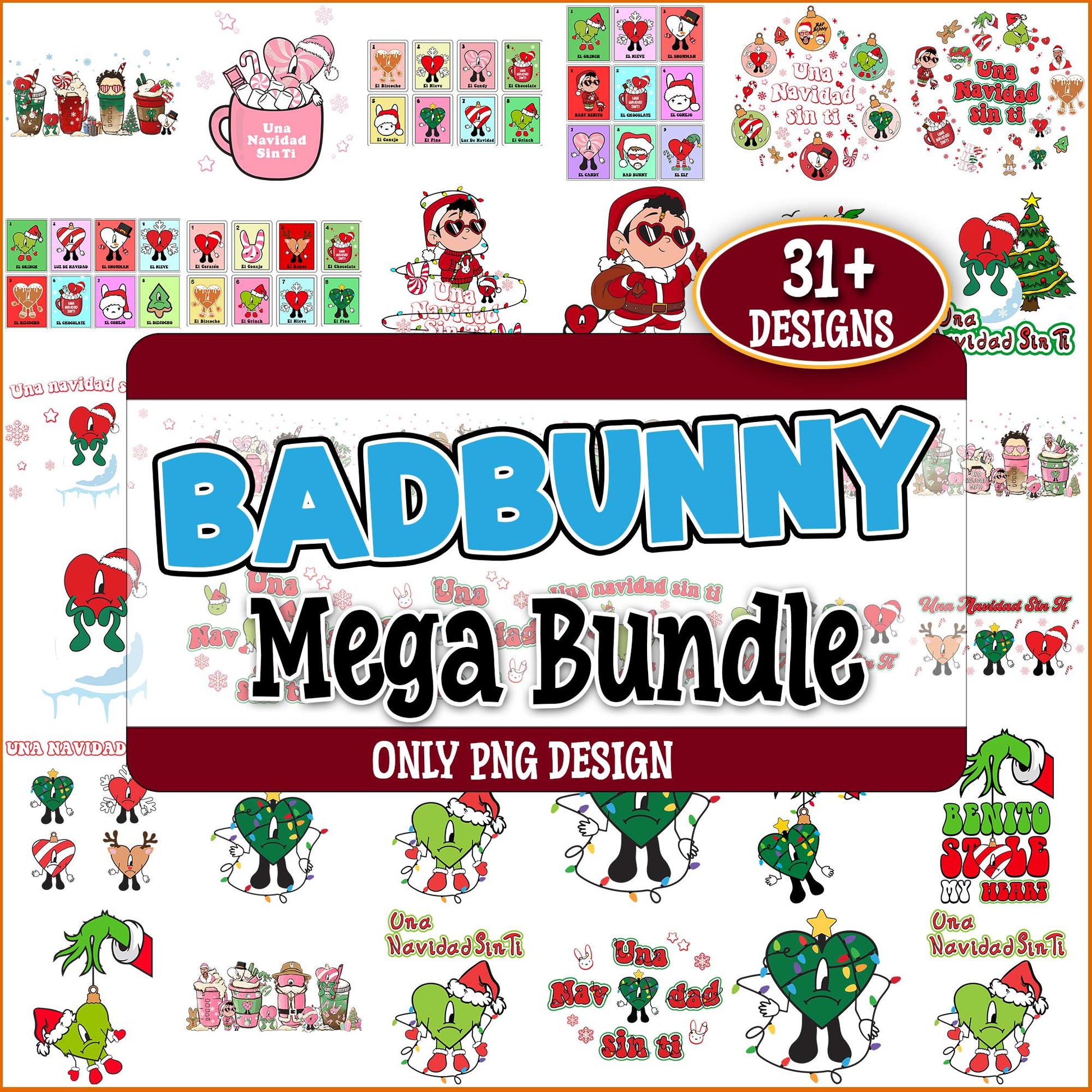 Badbunnys christmas png bundle