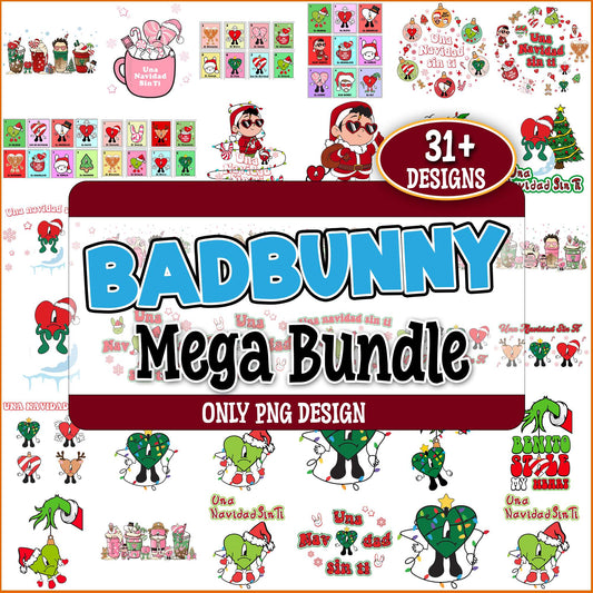 Badbunnys christmas png bundle