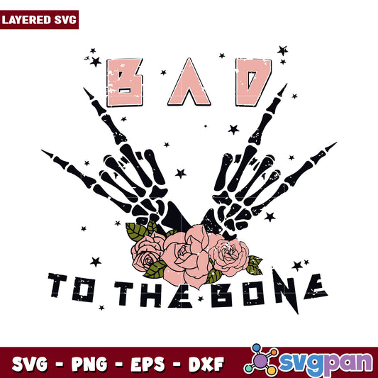 Bad to the Bone Skeleton Design, Perfect for Halloween Crafts