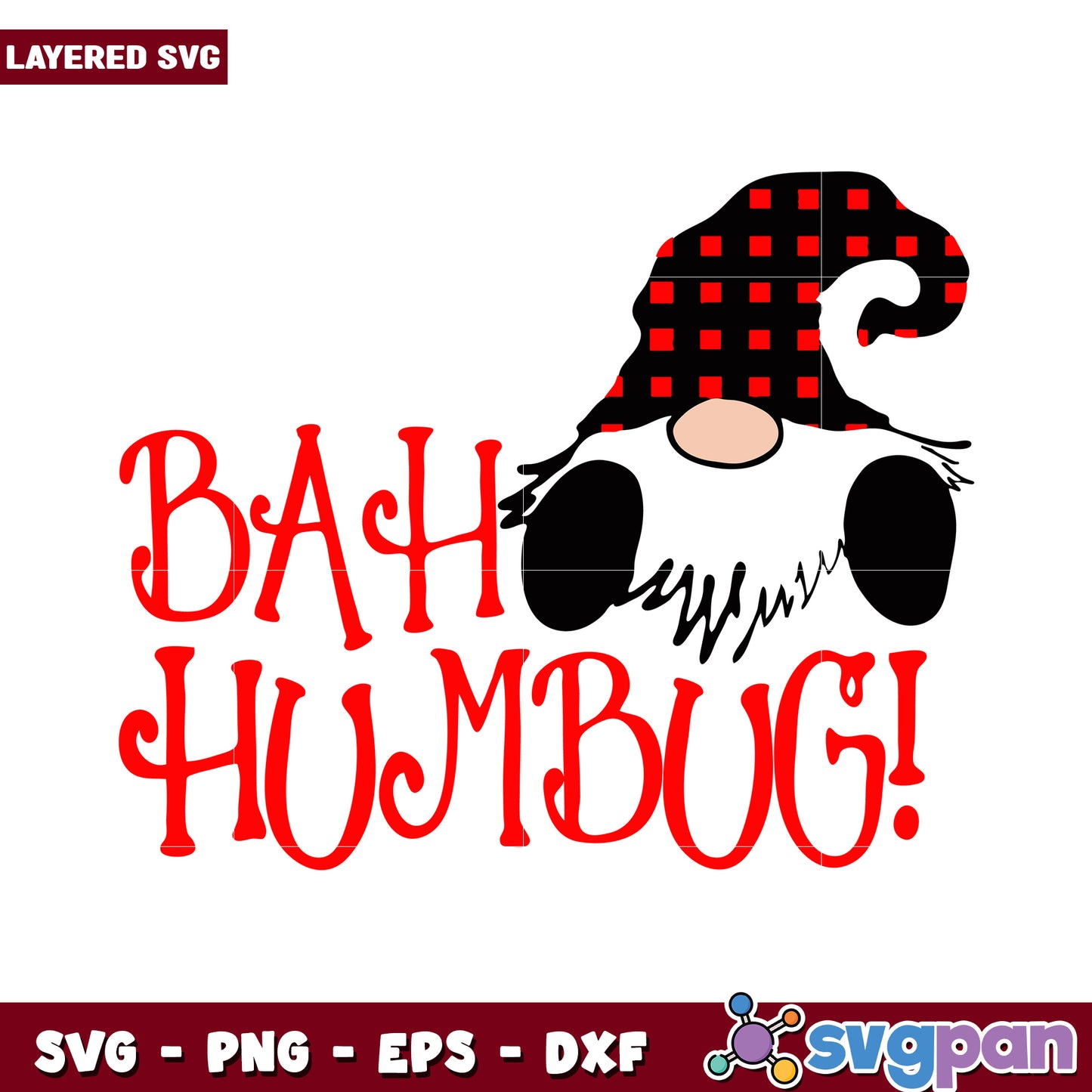 Bah Humbug Gnome SVG Design for Holiday Crafts, Perfect for Shirts