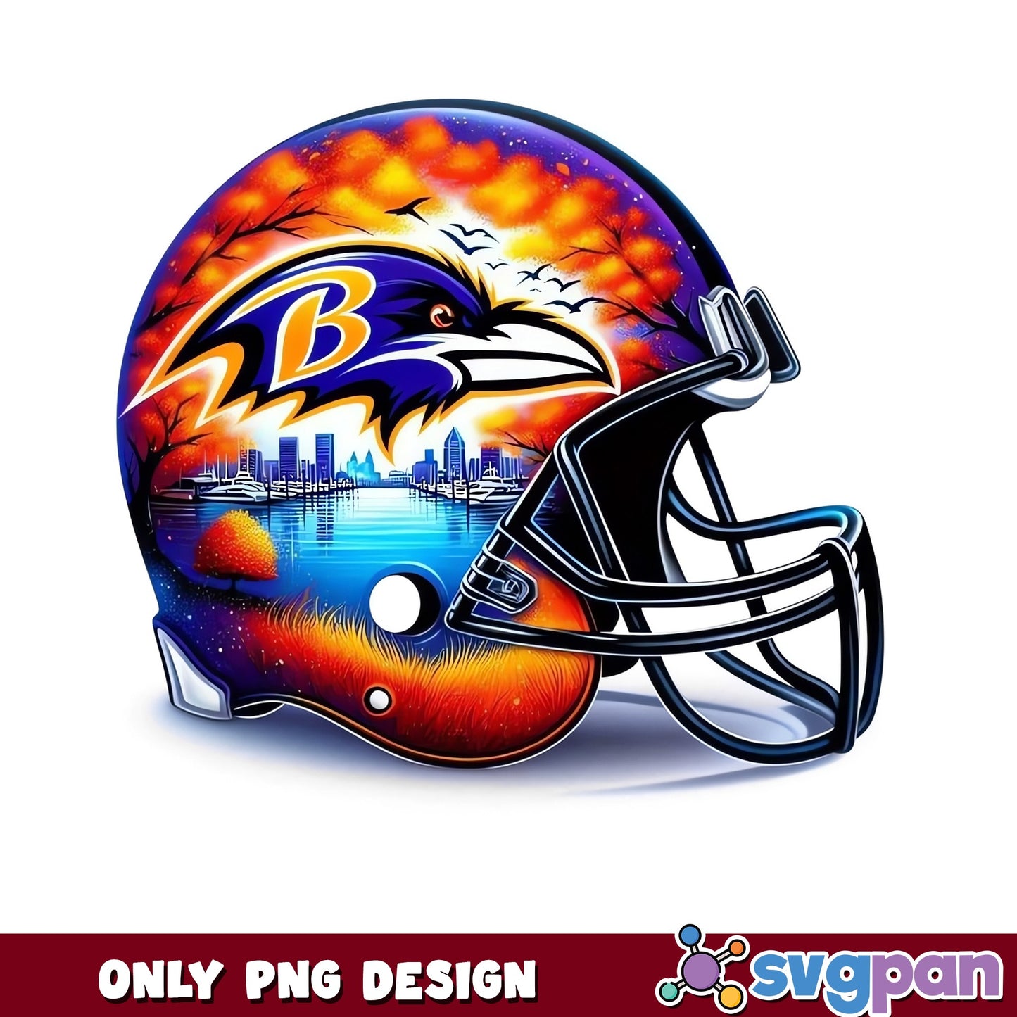 Baltimore Ravens Helmet PNG, NFL Football Design PNG, Ravens PNG