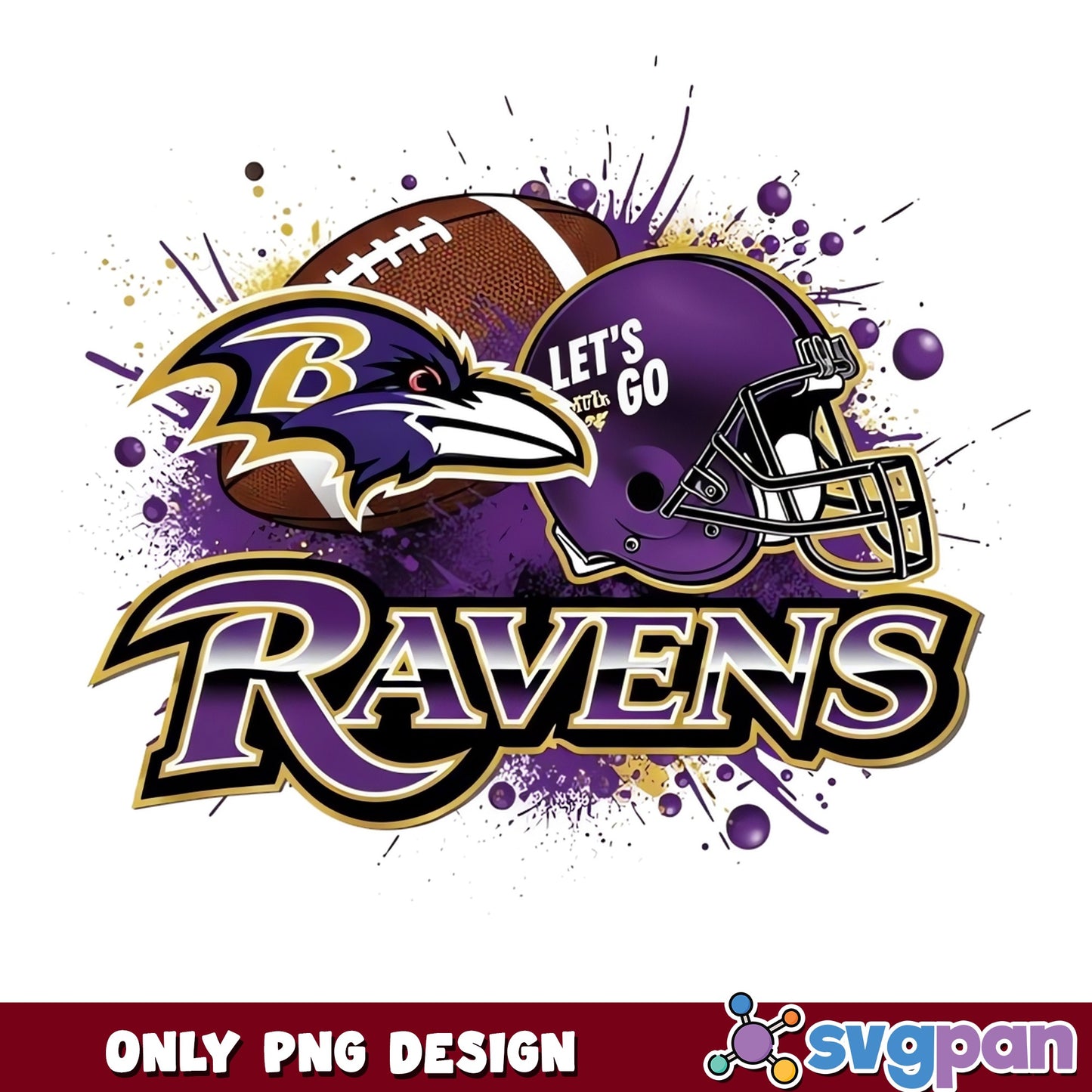 Baltimore Ravens PNG, NFL Football Team PNG, Let's Go Ravens PNG