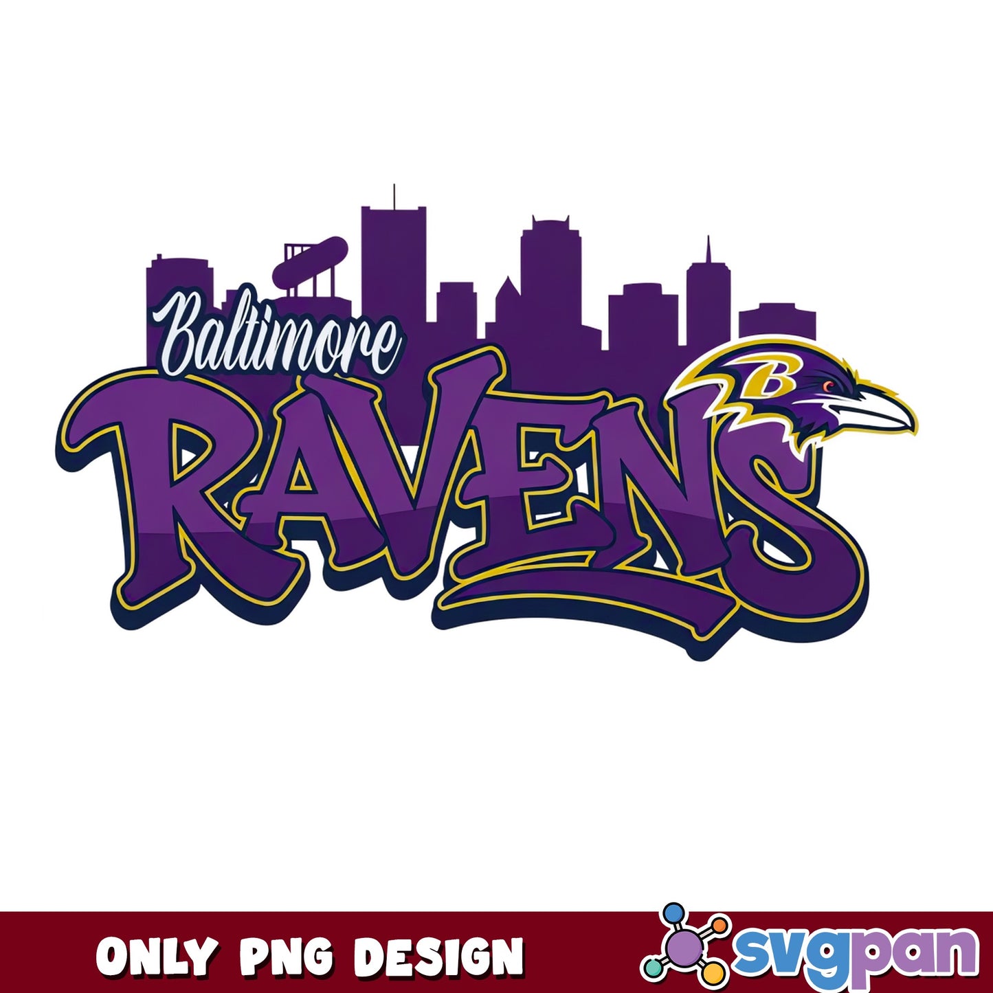 Baltimore Ravens Skyline PNG, Ravens Football PNG, NFL PNG