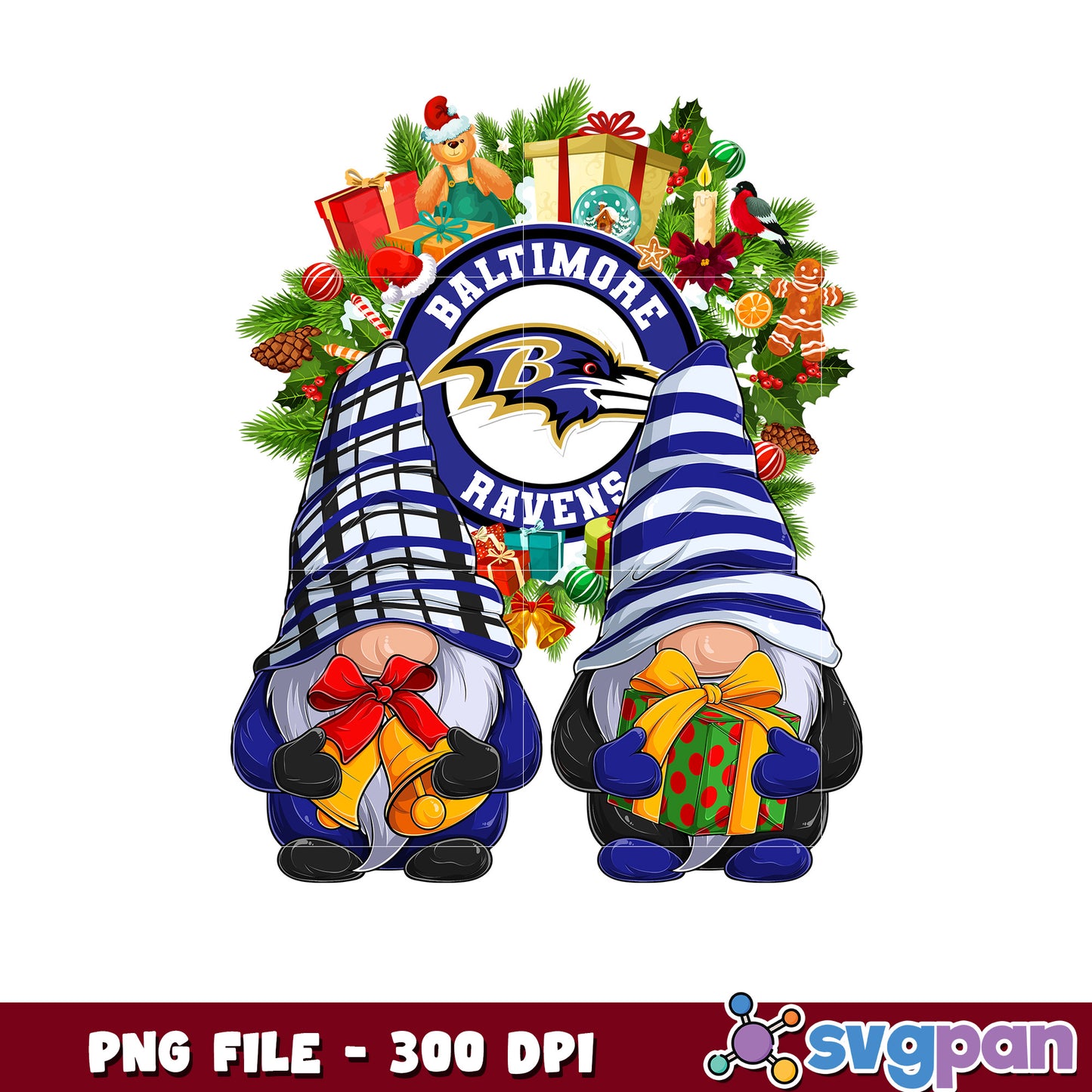 Baltimore ravens christmas png, list of nfl teams png, chrismas gnome​ png