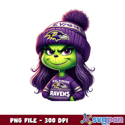 Baltimore ravens girl grinch png, nfl playoffs png, nfl football​ png