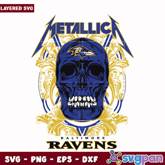 Baltimore ravens svgskull metallica svg, super bowl svg, nfl teams logo svg