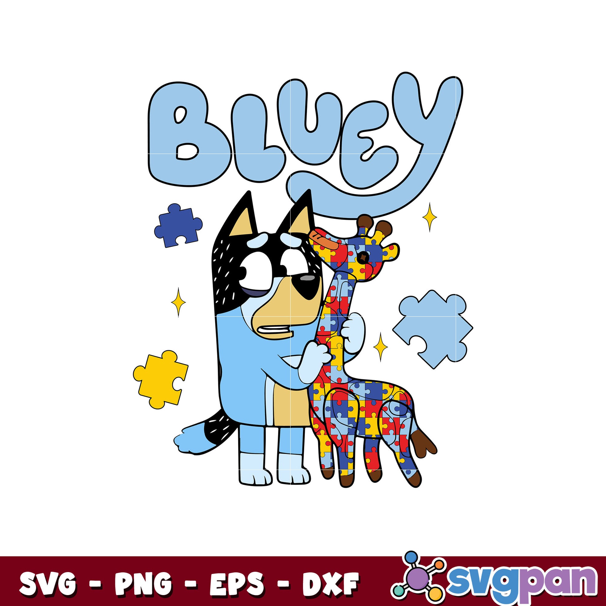 Bandit bluey autism cartoon dog svg, bluey autism​ svg, bluey cartoon svg