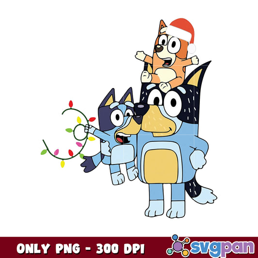 Bandit heeler bluey and bingo merry Christmas png, bluey family png