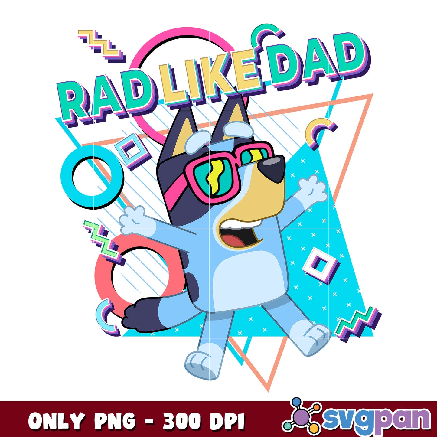 Bandit rad like dad cartoon png bundle, bluey dog png, bluey dad png