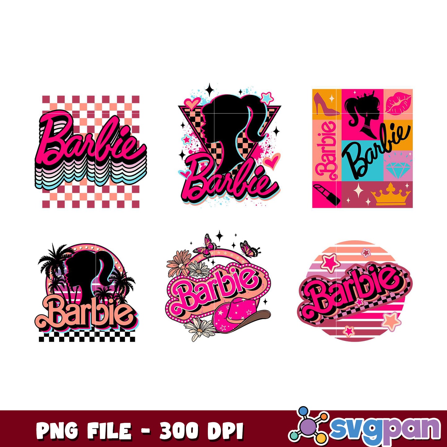 Barbie PNG Bundle 5 Retro Designs