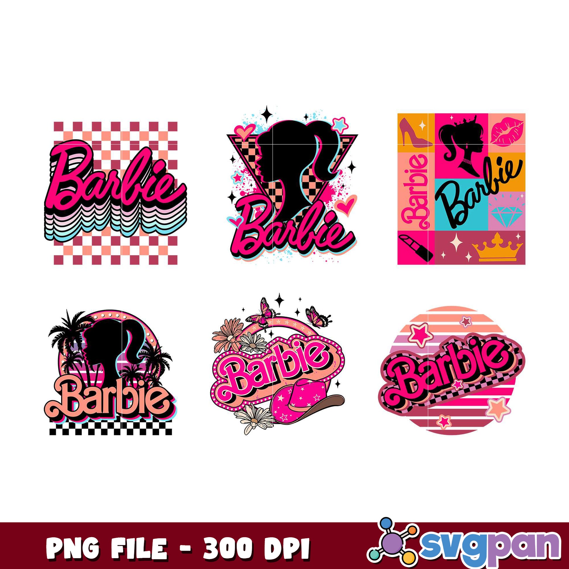 Barbie PNG Bundle 5 Retro Designs