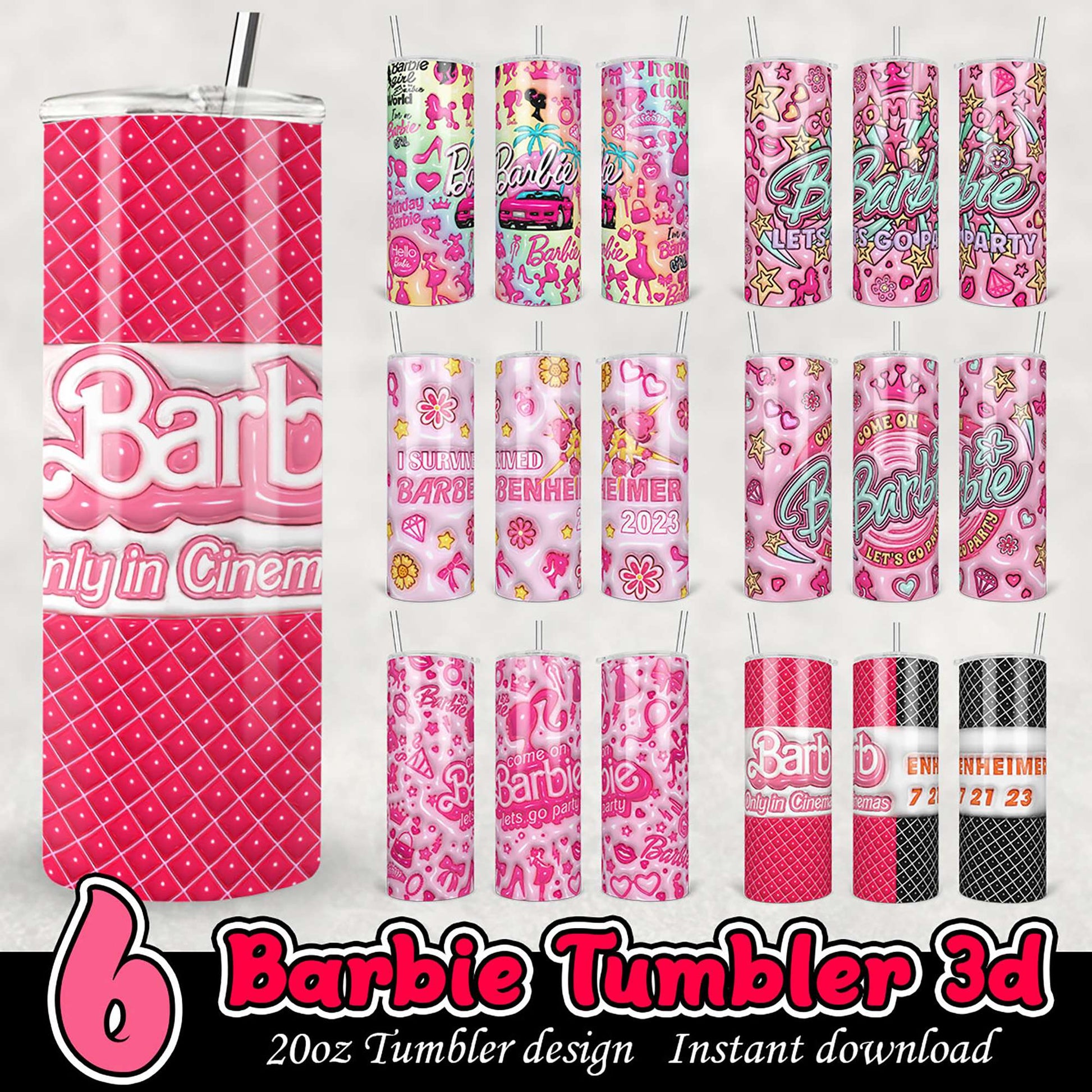 Barbie Tumbler Designs 20oz PNG Bundle