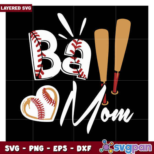 Baseball Mom SVG Design, perfect for sports lovers and gifts