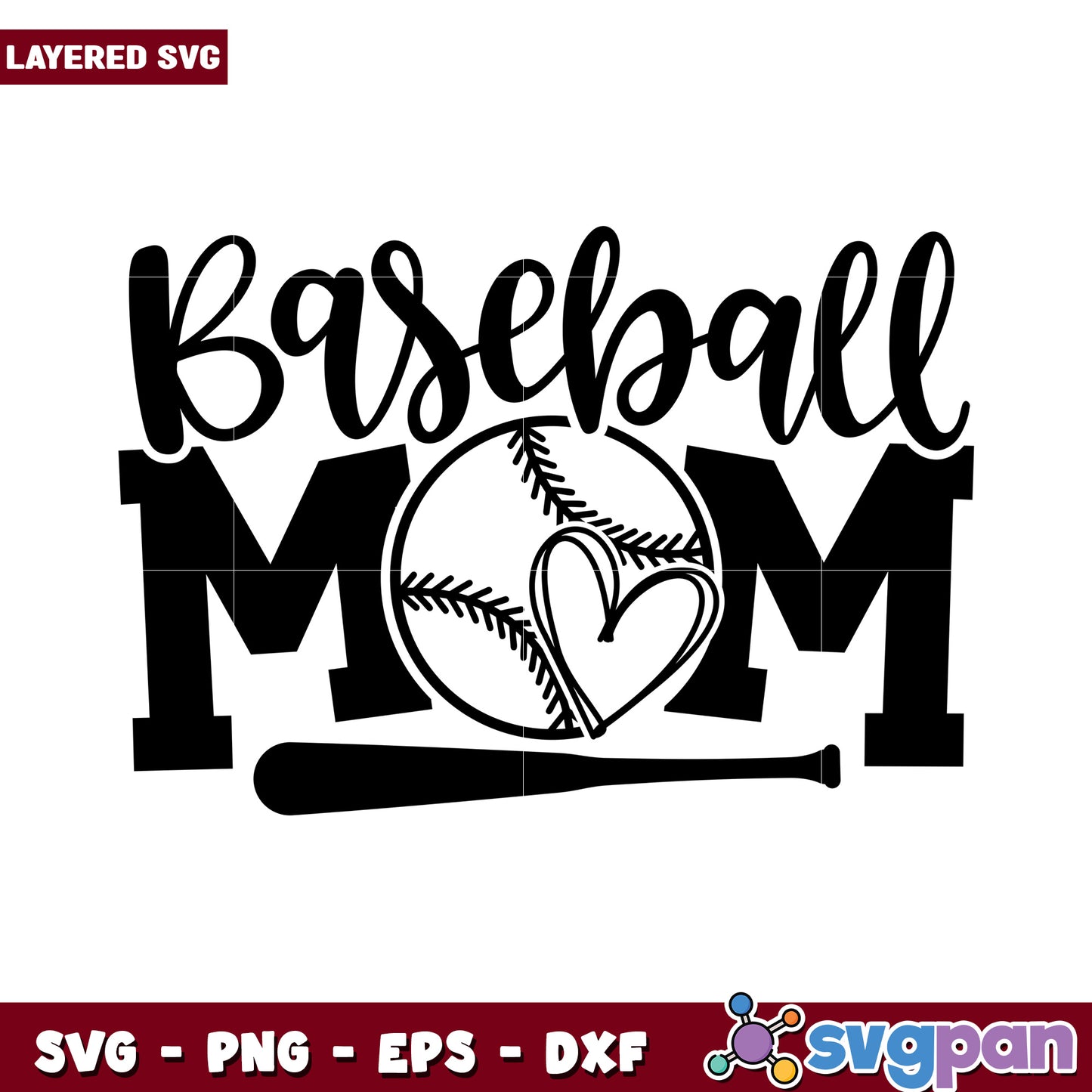 Baseball Mom SVG design for craft lovers, perfect for family projects