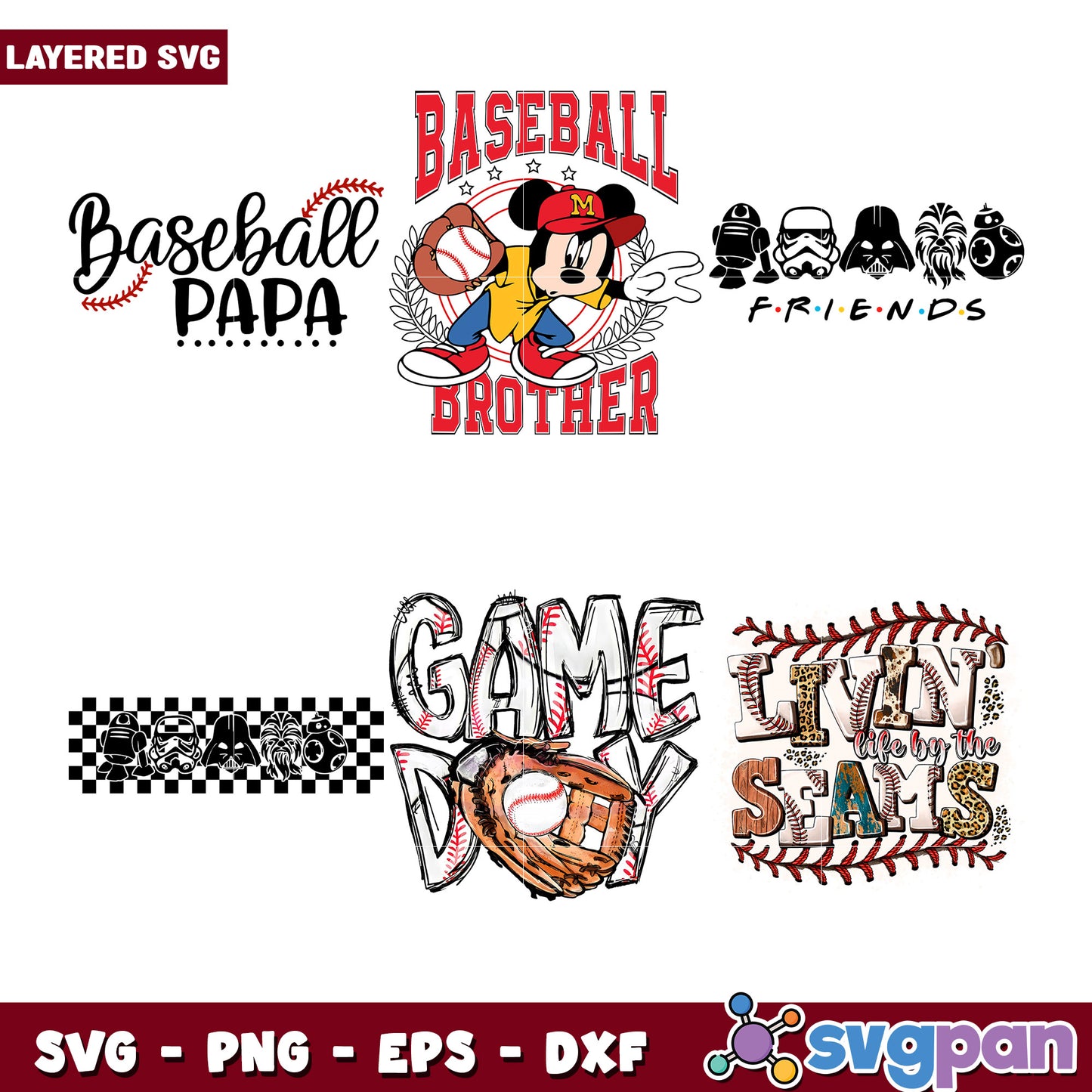 Baseball SVG Bundle Papa, Mickey, Friends