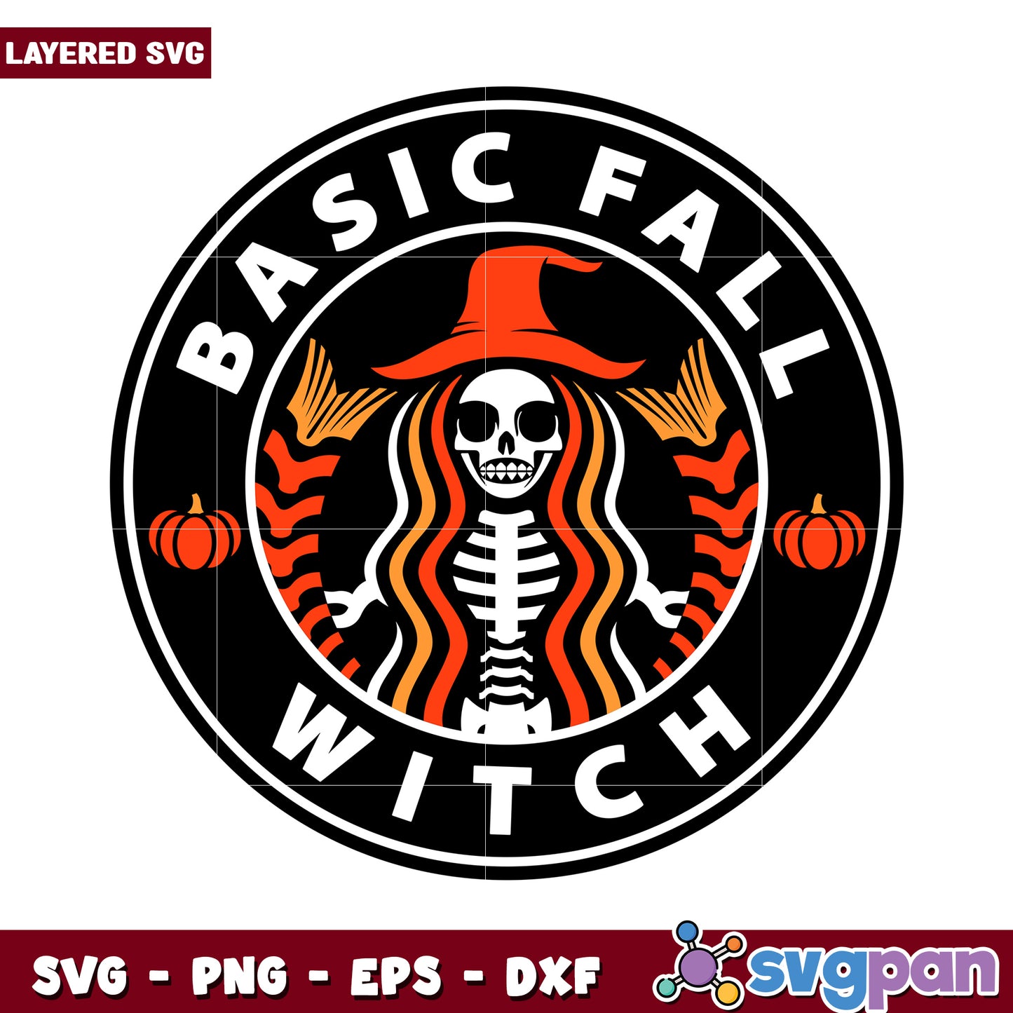 Basic Fall Witch SVG Design for Halloween, Perfect for Crafts and Decor