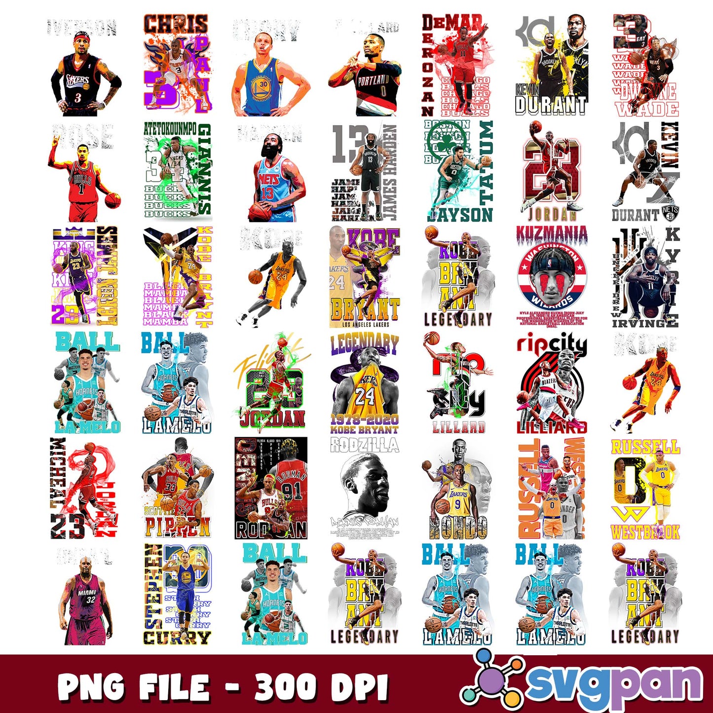 Basketball players design png bundle