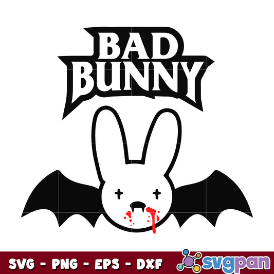 Bat Bad Bunny Halloween Logo svg