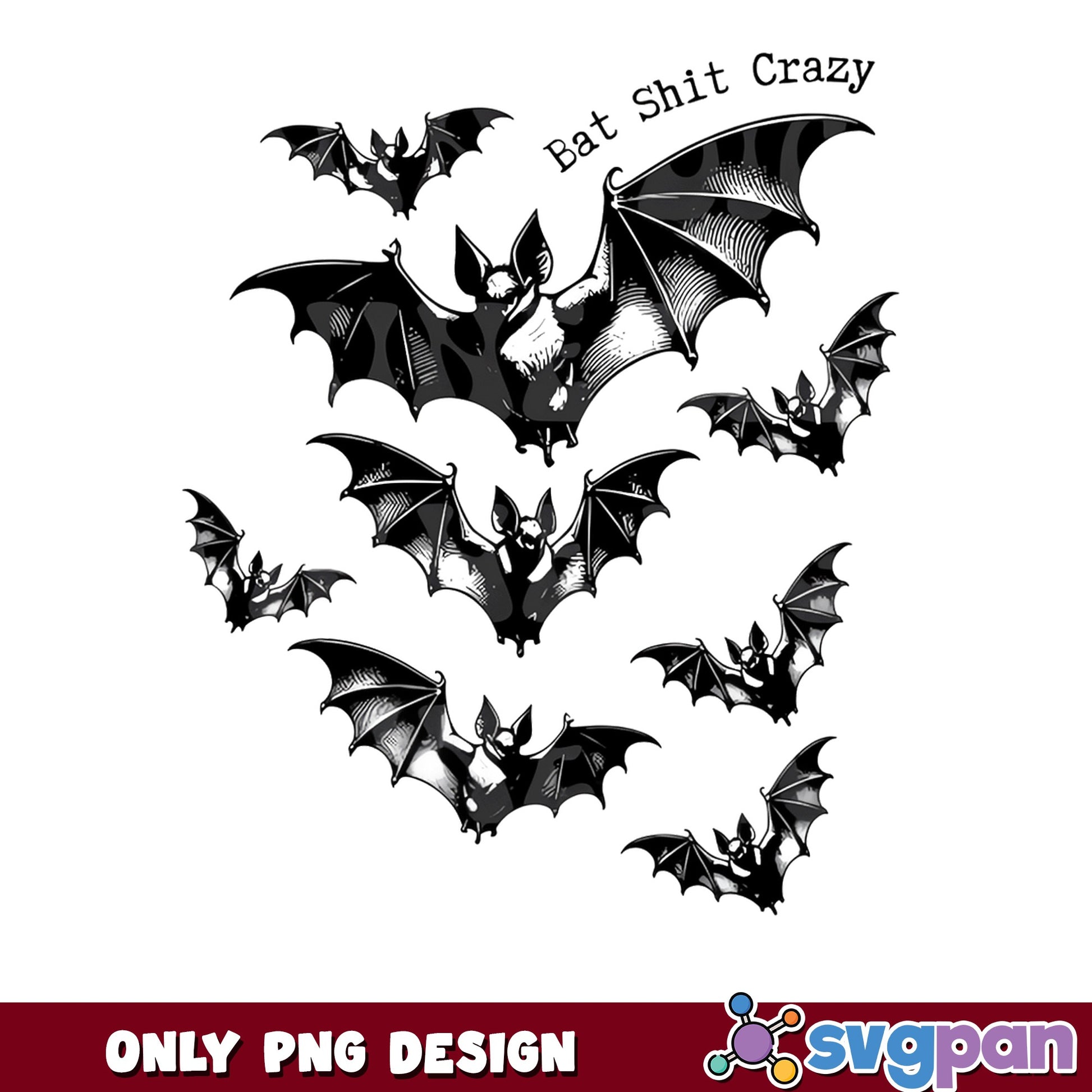 Bat Shit Crazy PNG, Halloween Bat Design PNG, Funny Bat PNG